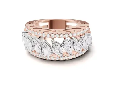 Bridal Diamond Engagement Band With Marquise and Pear Diamond 3D print model