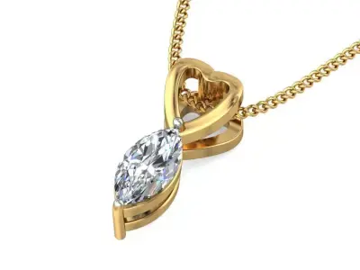 Women Marquise Stone Pendant 3dm STL OBJ FBX Renders Details 3D print model