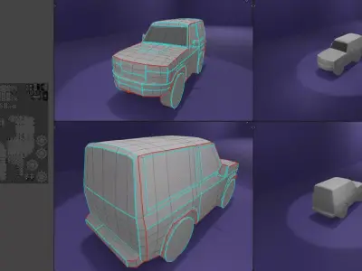 Toyota J70 Land Cruiser Low Poly Low-poly 3D model