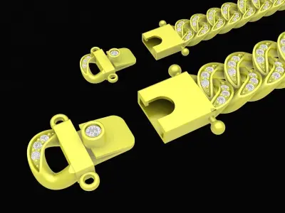 Luxury Cuban Link Bracelet with Box Clasp  4125 3D print model