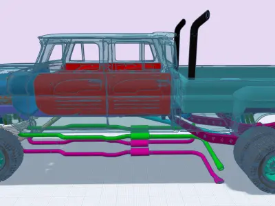 12 inch lift 1965 K10 Crew Cab add ons volume 3 with trailer 3D print model