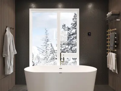 Dark Luxury Bathroom Dressing Room Interior  3D model