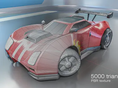 Stylized Racing Car Low-poly 3D model