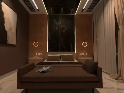Luxury Bedroom Scene Render-Ready Interior 3D model