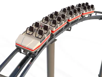 Roller Coaster Track and Train 3D model