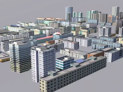 Modern birdseye view of urban planning Urban buildings office 3D model