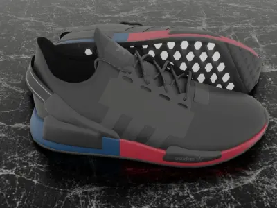 ADIDAS 3D SHOES - BLUE - RED Low-poly 3D model
