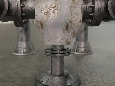 Sci-Fi Water Pump and Pipes 3D model