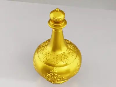 Chinese golden pot jar vase  3D model