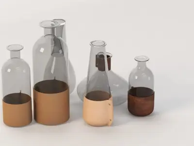 Glass And Faux Leather Vase 3D model