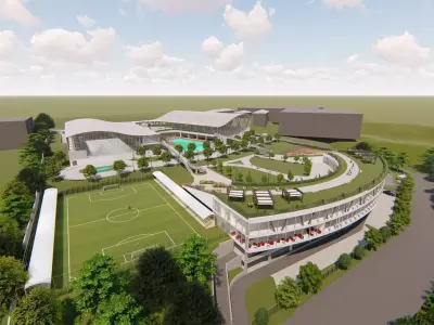 Sports Complex with Basketball Courts - Swimming Pool and More 3D model