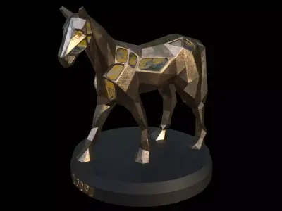 Steampunk Horse Pose Low-poly 3D model