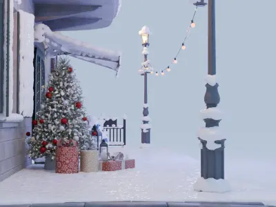 Cozy Snowy Street 3D model