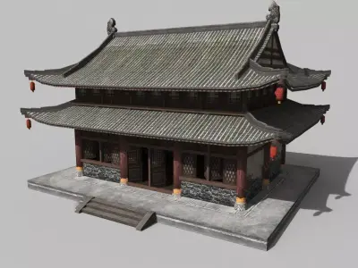 Chinese style wooden attic 3D model