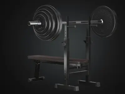 Barbell Bench Press Low-poly 3D model