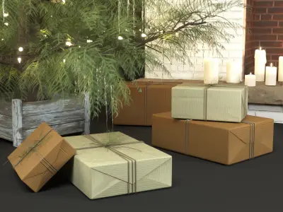 Bright Christmas Decorative Set 3D model