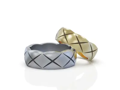 Wedding bands set promise rings 3D print model