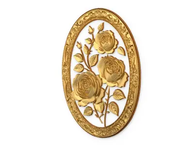Classic oval carved decor ornament 05 3D model