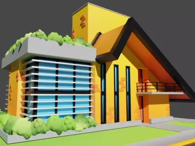 Cartoon Modern House 3D model