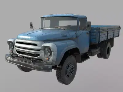 blue truck  Low-poly 3D model