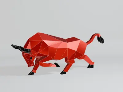 Polygonal Bull Low-poly 3D model