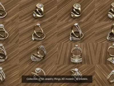 Collection of 50 Jewelry Rings 3D models 3D Model Pack