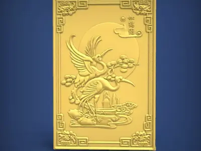 Carved panel painting STL 3D print model