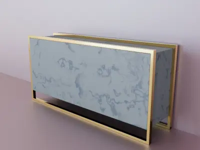 Elegant Marble and Gold Shoe Rack - 3D Model 3D model