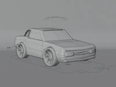 cartoon blue car Low-poly 3D model