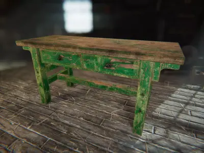 Old Workshop Table Low-poly 3D model