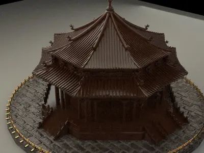 Chinese wooden house 3D model