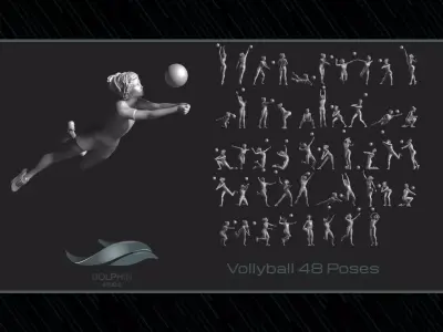 volleyball Woman 48 figure Set 01 3D print model