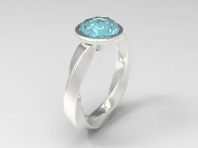 Jewelry aqua stone ring Free low-poly 3D model