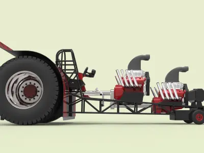Twin-engined pulling tractor 3D model