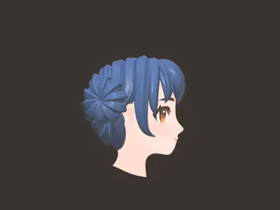 Double Buns Hair for girl 3D model