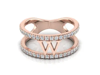 Jewelry Alphabet Ring W  3D print model