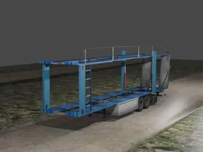 CAR TRANSPORTER  HAULER TRUCK TRAILER LOW POLY  Low-poly 3D model