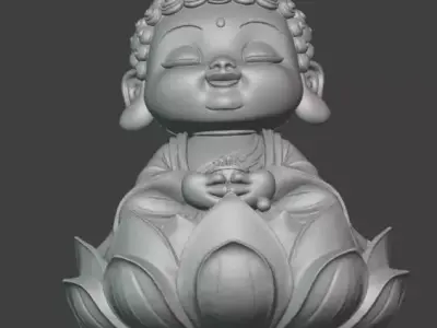 Chibi Buddha with Lotus Base 3D print model