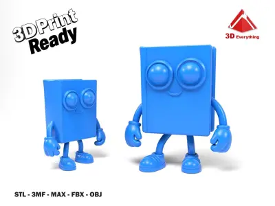 Book character cartoon 3D print model