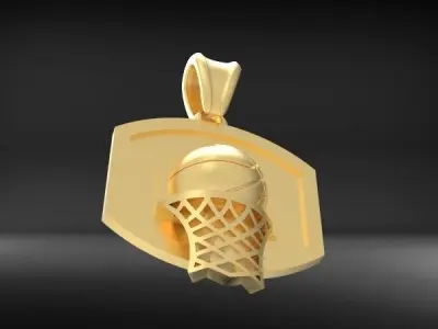 BASKETBALL HOOP CHARM PENDANT JEWELRY SPORTS 3D print model