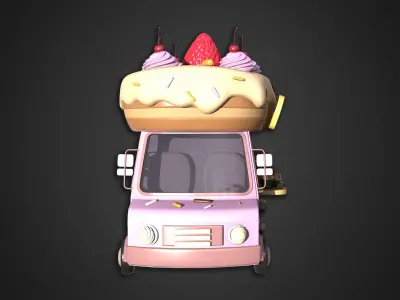 Asset - Cartoons - Food Sweet Cake Car 3D model
