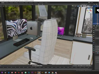 Low-poly Cool 3D gaming set-up Low-poly 3D model