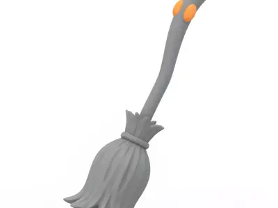 Realistic 3D Model of Gray Witchs Broom Happy Halloween Prop 3D print model