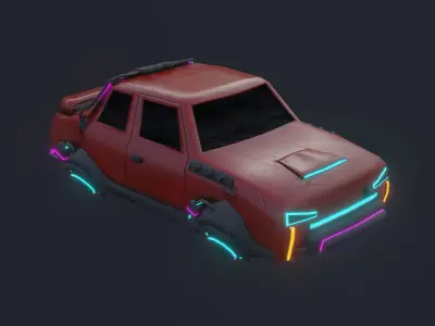 Hovercar sedan Low-poly 3D model
