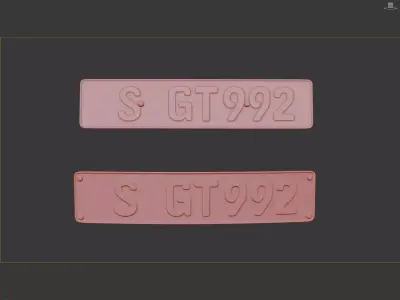 German Porsche License Plate 3D model