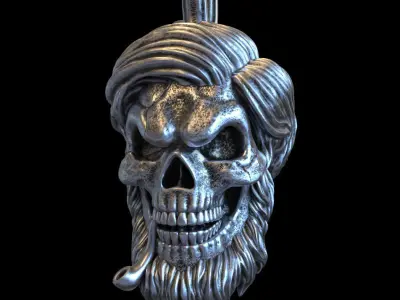 Skull pendant jewelry bearded vol5  3D print model