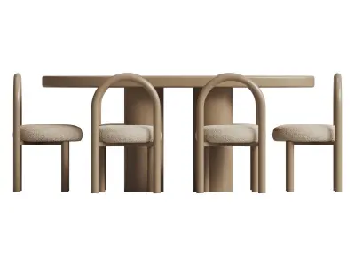 Zaria Dining Table Oval And Neboo Dining Chair 3D model