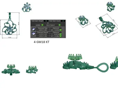 Pendant Earrings combo - 0056 3D print model