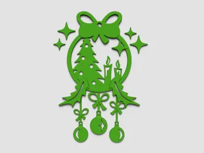 Christmas Garland Panel A01 - Door Wall Decoration 3D print model