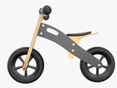 Balance bike for kids wooden  3D model